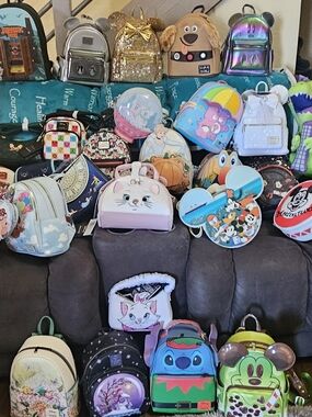 Large Lot Of Loungefly Bags And One Bioworld Reptar